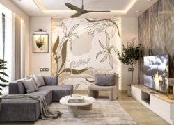 modern-living-room-with-floral-pattern-wallpaper